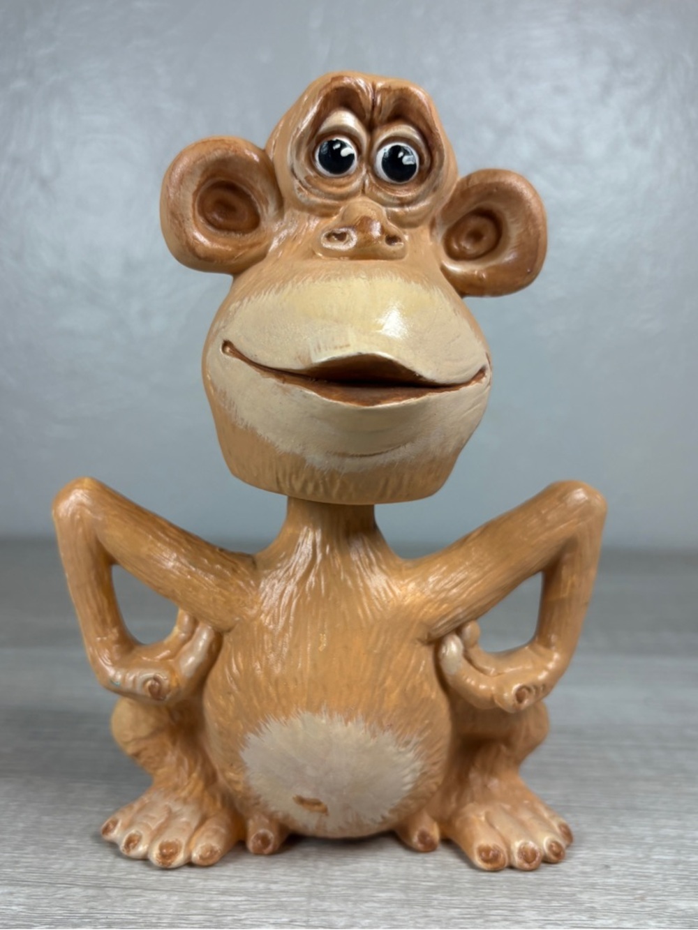 Monkey Ceramic Bobblehead Hand Painted Zoo Animal Ape